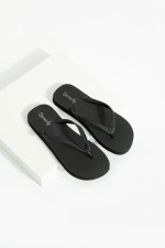 Women Black Basic Comfortable Flip Flops Anti Chafing Beach Summer Pool Slides Slippers Photograph-6